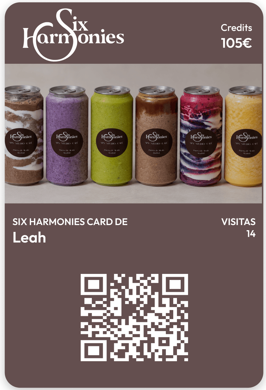 Six Harmonies wallet pass for Leah